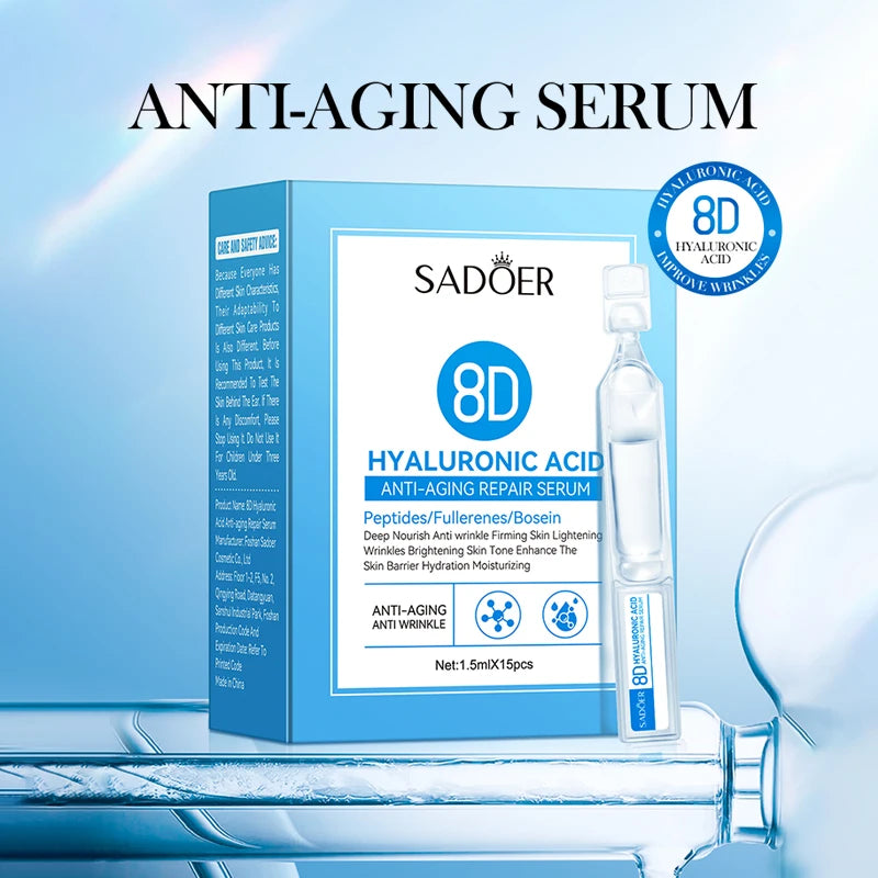 SADOER8D Hyaluronic Acid Anti-Aging Repair Facial Essence Fade Fine Lines Lifting Firming Whitening Serum Face Beauty Skincare