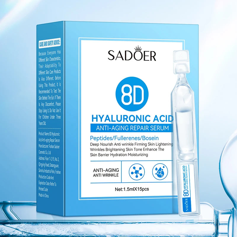 SADOER8D Hyaluronic Acid Anti-Aging Repair Facial Essence Fade Fine Lines Lifting Firming Whitening Serum Face Beauty Skincare