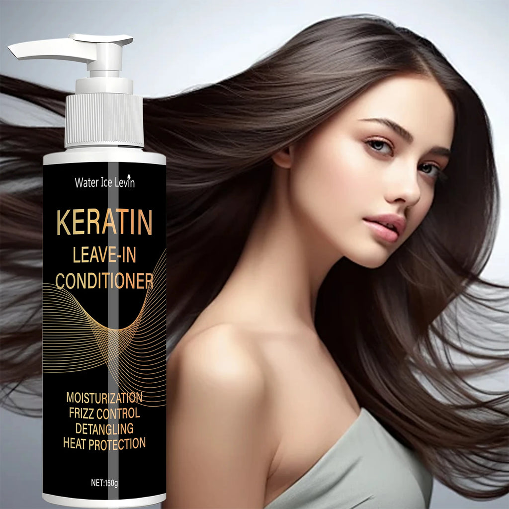 Keratin & Coconut Oil Leave-In Conditioner - Hydration + Frizz Control + Heat Protection - Detangles & Strengthens Hair