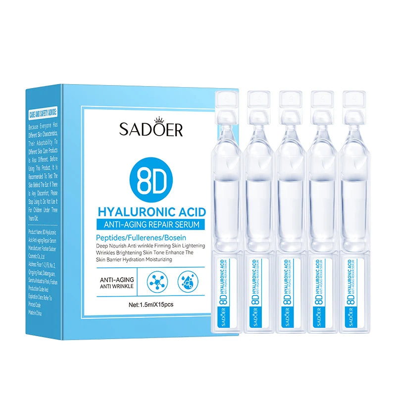 SADOER8D Hyaluronic Acid Anti-Aging Repair Facial Essence Fade Fine Lines Lifting Firming Whitening Serum Face Beauty Skincare