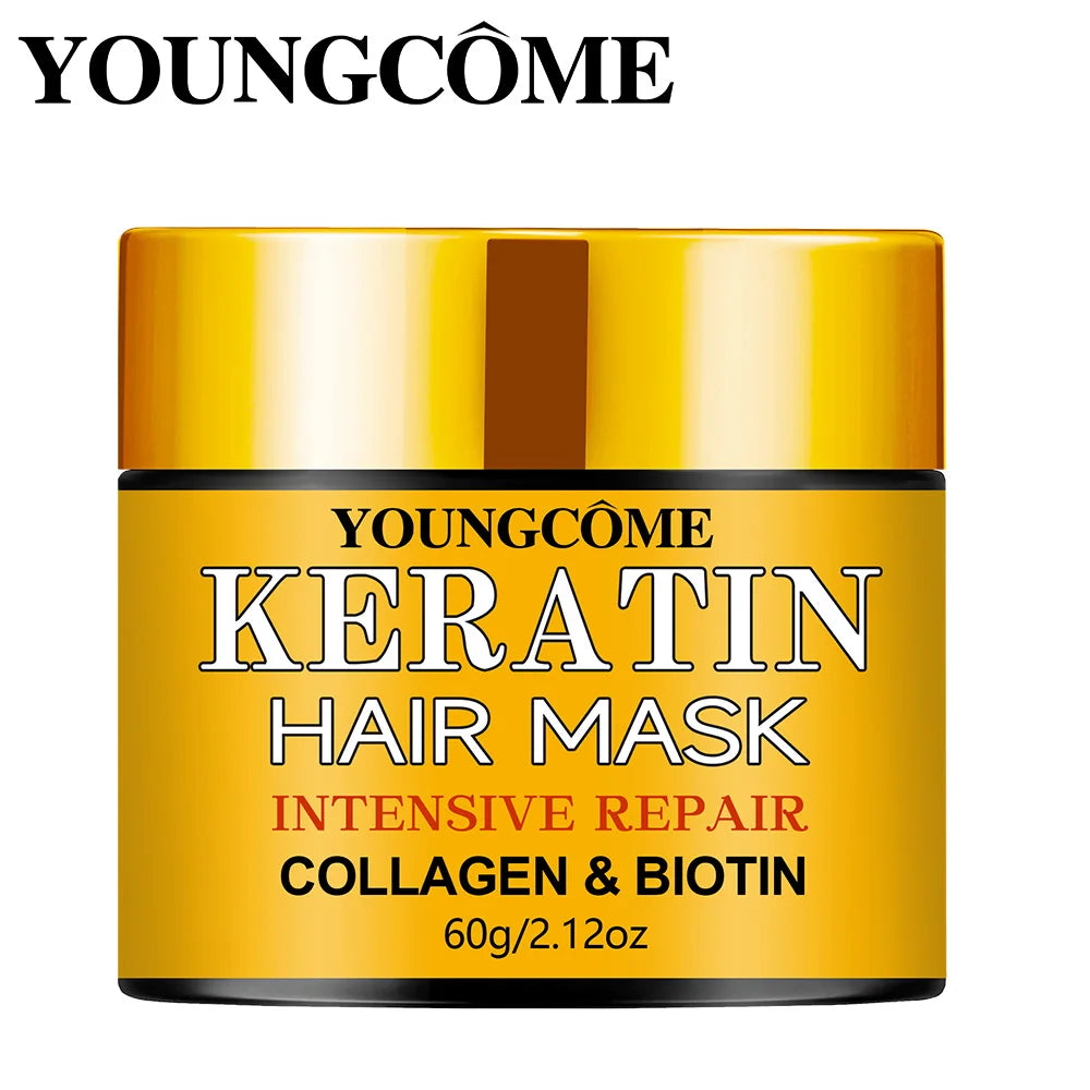 Biotin Collagen Keratin Hair Mask for Dry Damaged Hair, Deep Repair Conditioning Treatment with Nourishing Essential Oils