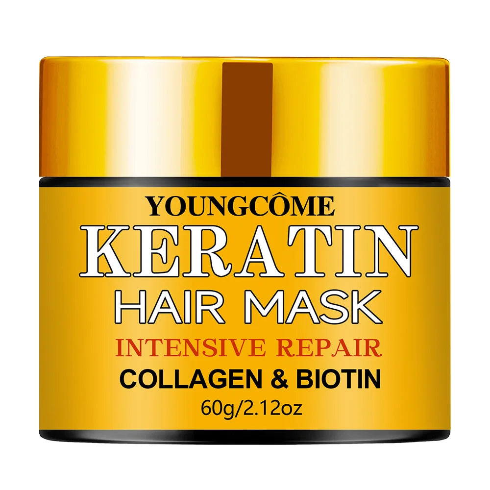 Biotin Collagen Keratin Hair Mask for Dry Damaged Hair, Deep Repair Conditioning Treatment with Nourishing Essential Oils