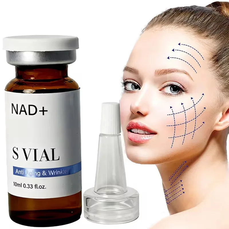 10ml NAD + Hyaluronic Acid Ampoule Skin Booster Lifting Firming Anti-Wrinkle Repair Hydrating Facial 0.25mm Microneedles Serum