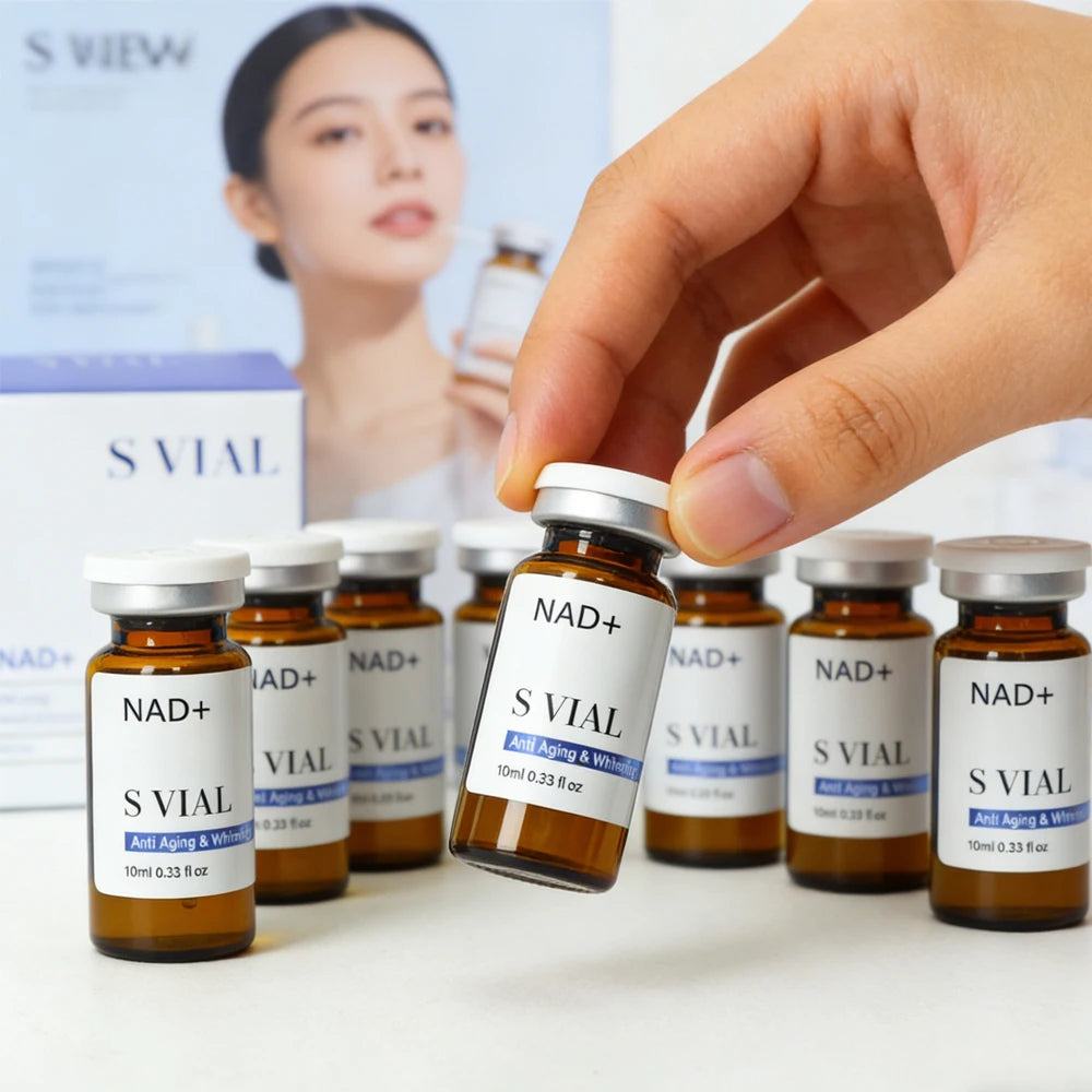 10ml NAD + Hyaluronic Acid Ampoule Skin Booster Lifting Firming Anti-Wrinkle Repair Hydrating Facial 0.25mm Microneedles Serum