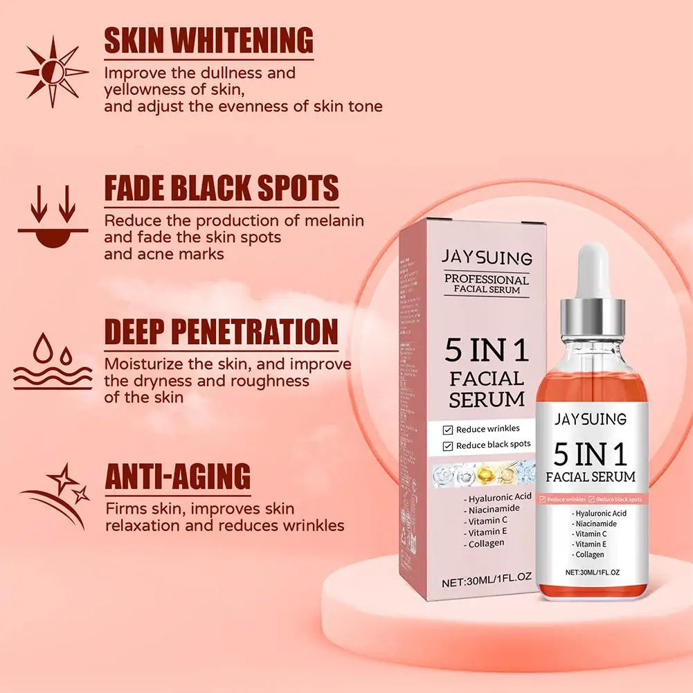 5 In 1 Hyaluronic Acid Face Serum Moisturizing Vitamin C collagen Lightning Facial Serum Shrink Pores Skin Care